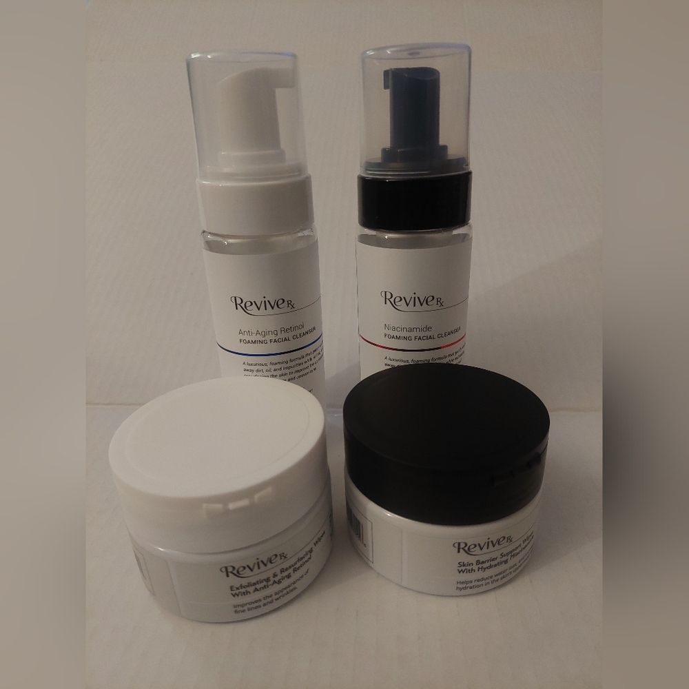 4 Pc Revive Rx Anti Aging Set Wipes Cleanser +